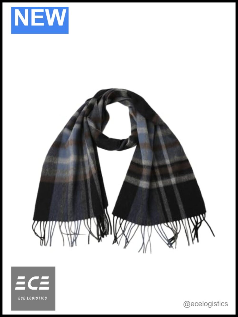 100% Wool Plaid Tassel Scarf Winter Warm Long Wrap for Women Men